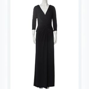 Tadashi Shoji draped long maxi dress jersey sz S black